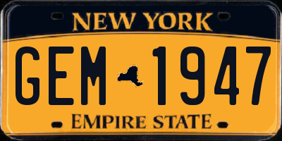 NY license plate GEM1947