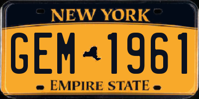 NY license plate GEM1961