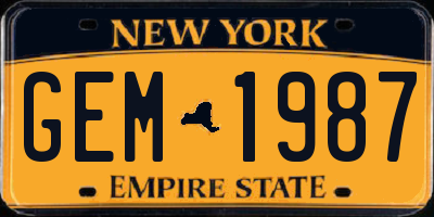 NY license plate GEM1987
