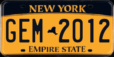NY license plate GEM2012