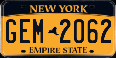 NY license plate GEM2062