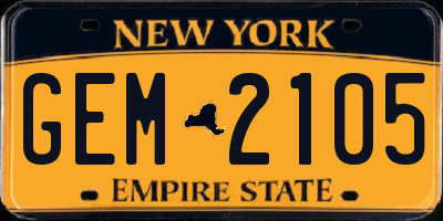 NY license plate GEM2105