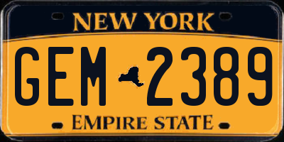 NY license plate GEM2389