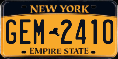 NY license plate GEM2410