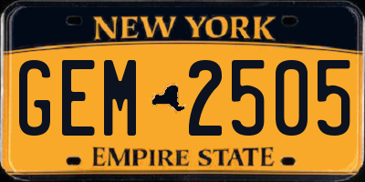 NY license plate GEM2505