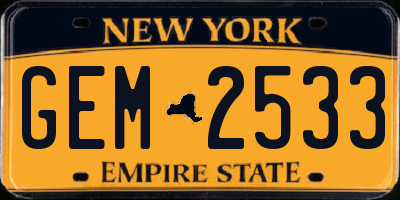 NY license plate GEM2533