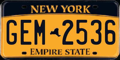 NY license plate GEM2536