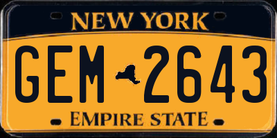NY license plate GEM2643
