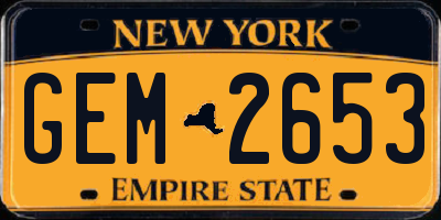 NY license plate GEM2653
