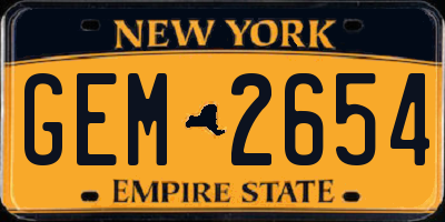 NY license plate GEM2654