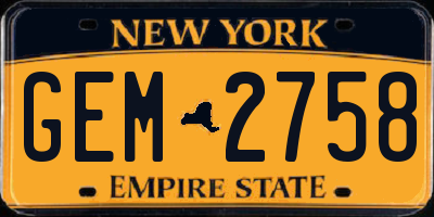 NY license plate GEM2758