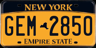 NY license plate GEM2850