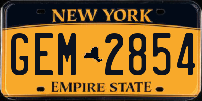 NY license plate GEM2854