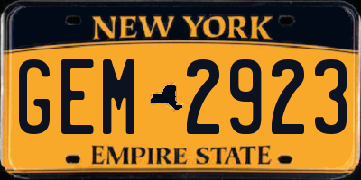 NY license plate GEM2923