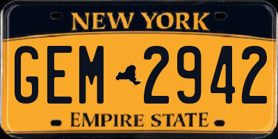 NY license plate GEM2942
