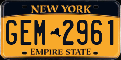 NY license plate GEM2961