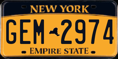 NY license plate GEM2974