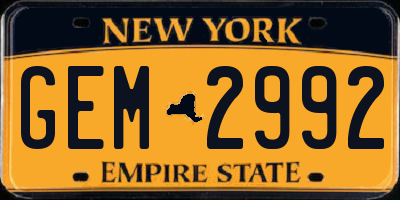 NY license plate GEM2992
