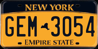 NY license plate GEM3054
