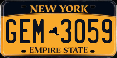 NY license plate GEM3059