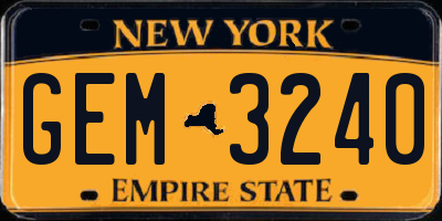 NY license plate GEM3240