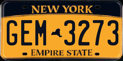 NY license plate GEM3273