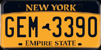 NY license plate GEM3390