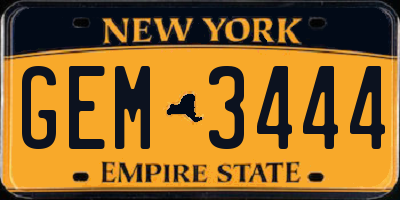 NY license plate GEM3444