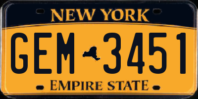 NY license plate GEM3451