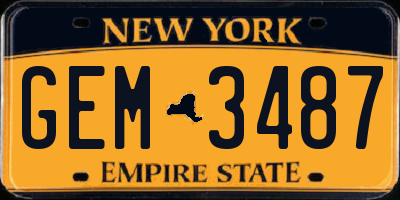 NY license plate GEM3487