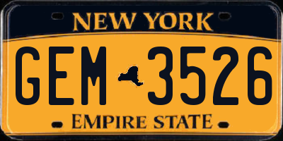 NY license plate GEM3526