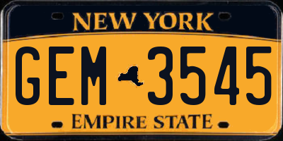 NY license plate GEM3545
