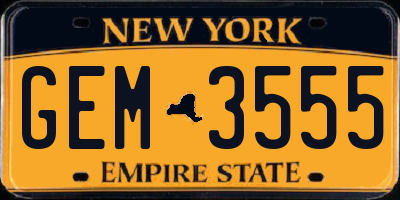 NY license plate GEM3555