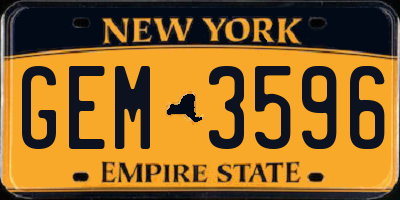 NY license plate GEM3596