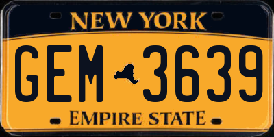 NY license plate GEM3639