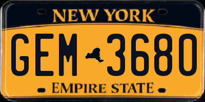 NY license plate GEM3680