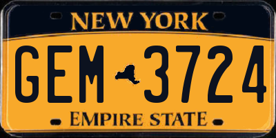 NY license plate GEM3724