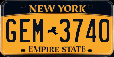 NY license plate GEM3740