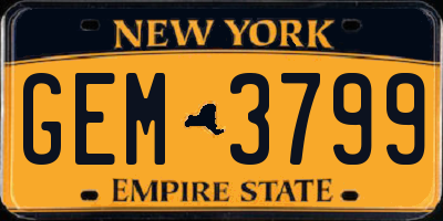 NY license plate GEM3799