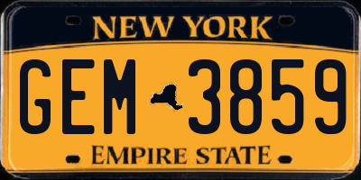 NY license plate GEM3859
