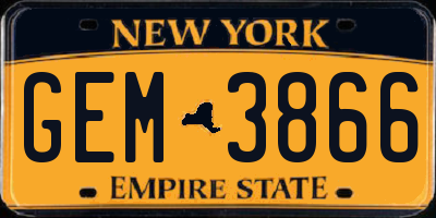 NY license plate GEM3866