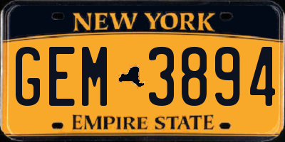 NY license plate GEM3894