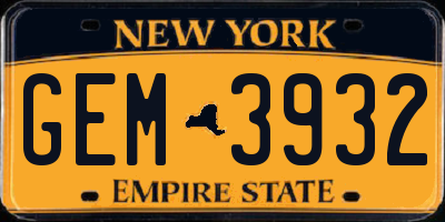 NY license plate GEM3932