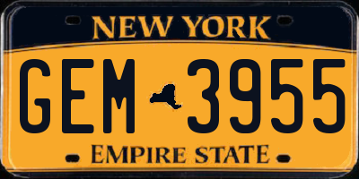 NY license plate GEM3955