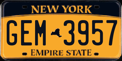 NY license plate GEM3957