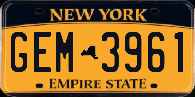 NY license plate GEM3961