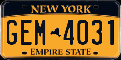 NY license plate GEM4031