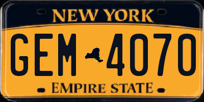 NY license plate GEM4070