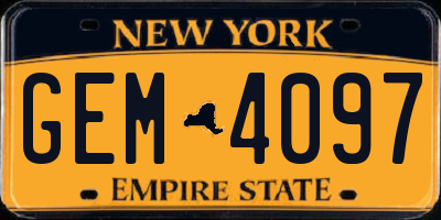 NY license plate GEM4097