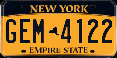 NY license plate GEM4122
